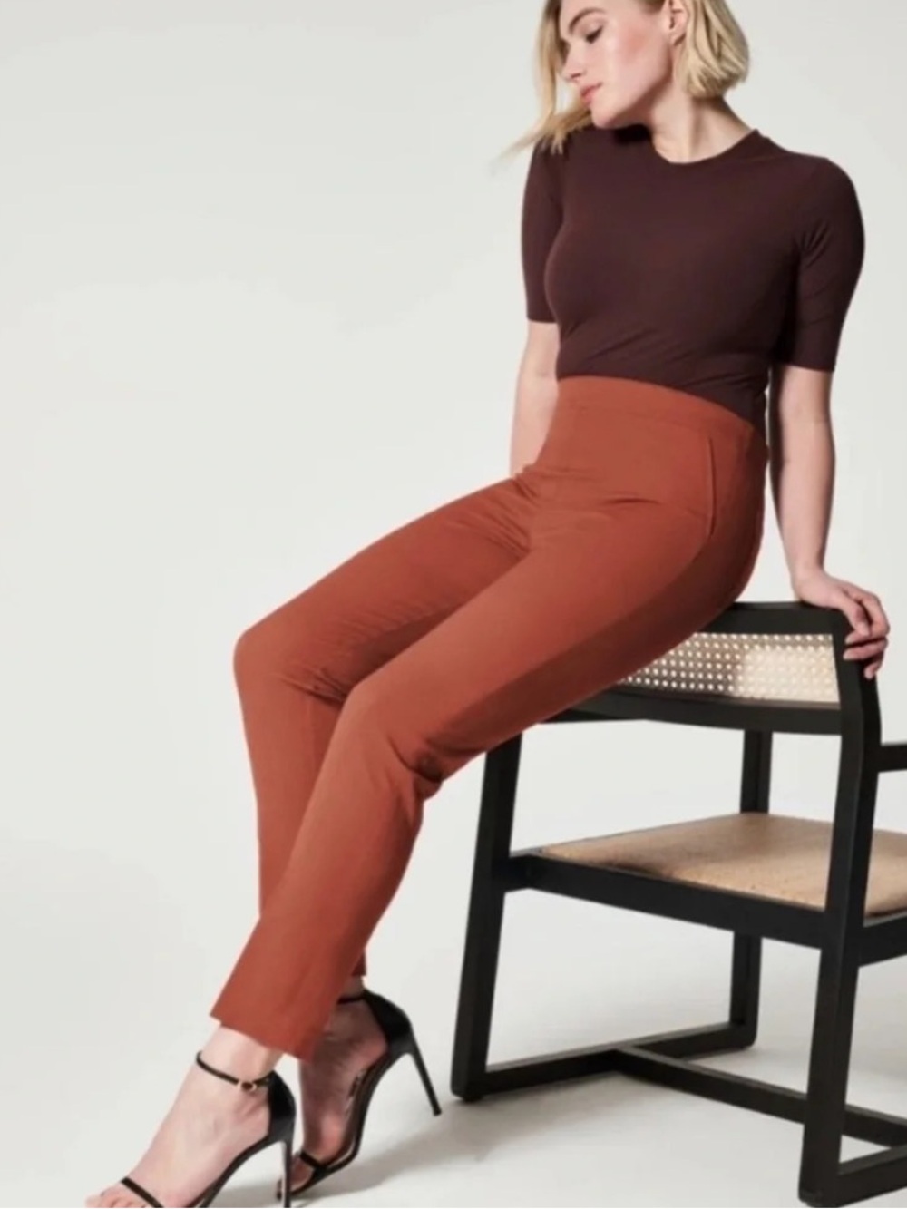 ✨SPANX On The Go Ankle Slim Straight Pants Burnt Orange NWOT (S)